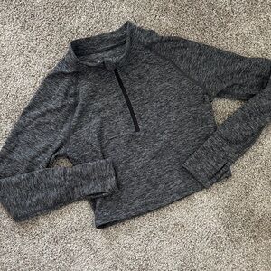 Paragon Heather Charcoal Quarter-Zip cropped LS sz medium